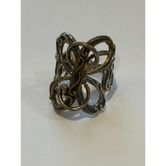 Carolyn Pollack Sterling Silver & Brass Ring Abstract Modernist Western Size 7 - Picture 2 of 5
